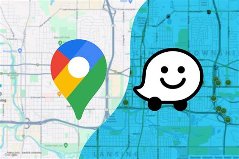 Programėlių sąsajų koliažas: Maps.me, Google Maps, Waze