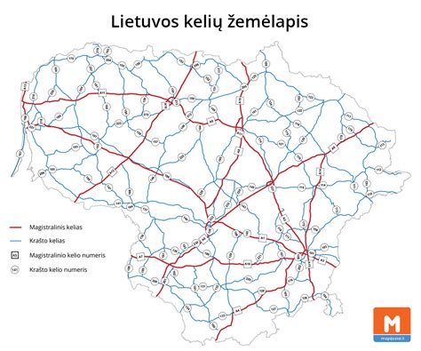 Lietuvos kelių priežiūros žemėlapis su priežiūros lygiais