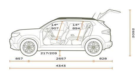 schema: Mazda Premacy kėbulo matmenys ir vidaus erdvės išplanavimas