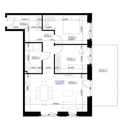 Architektūrinis buto perplanavimo projektas su techniniais brėžiniais