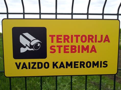 Pavyzdys: Vaizdo stebėjimo informacinė lentelė su BDAR reikalavimais.