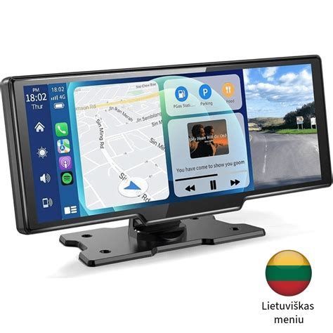 Teminė nuotrauka modernaus automobilio interjero su multimedijos ekranu