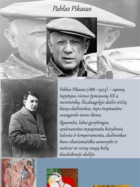 Pablas Pikasas - portretinė nuotrauka arba menininko kūrybos chronologinė diagrama