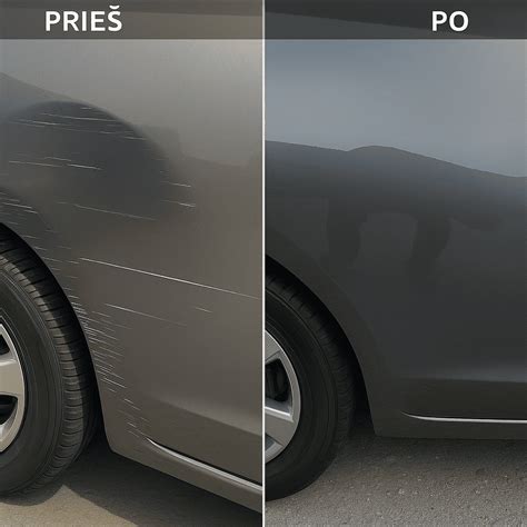 Tematinė nuotrauka, vaizduojanti automobilio kėbulo įbrėžimus ir įlenkimus
