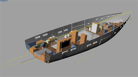 Schematinis alkūninio veleno vaizdas laivo korpuso gale