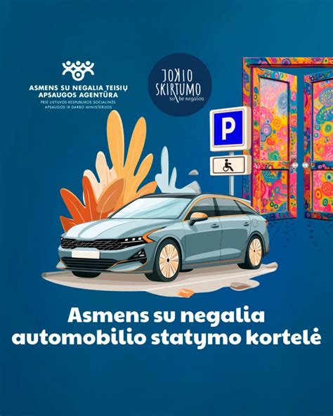 Teminė nuotrauka su neįgaliojo automobilių statymo kortele, matoma už automobilio priekinio stiklo