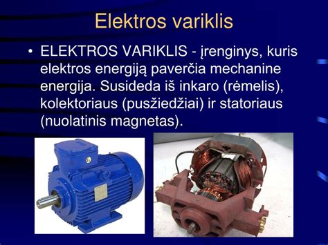 Infografika: Elektros variklių klasifikavimas ir veikimo principai