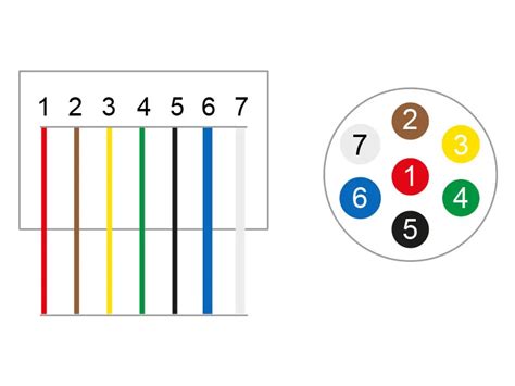7 PIN kištuko laidų spalvų schema