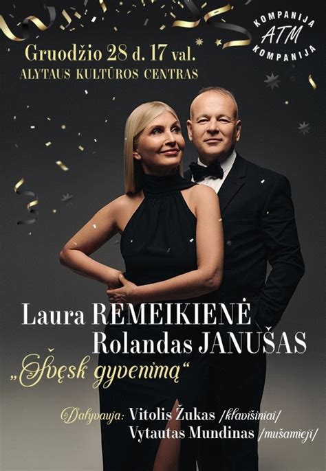 Teminė nuotrauka: Laura Remeikienė ir Rolandas Janušas, besišypsantys ir žiūrintys į kamerą