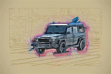 Detalus Mercedes-Benz G-klasės (Gelendwagen) piešinys