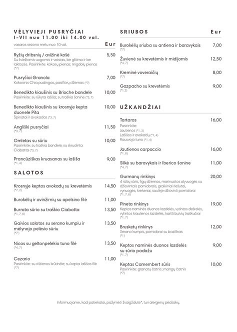 Italijos restorano „Taverna Estia“ degustacinio meniu pavyzdys