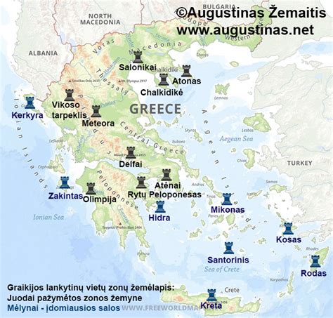 Maltos salų žemėlapis su pagrindiniais lankytinais objektais