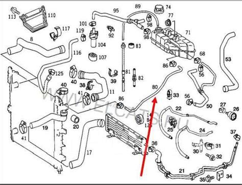 Mercedes W210 tepalinio aušintuvo diagrama