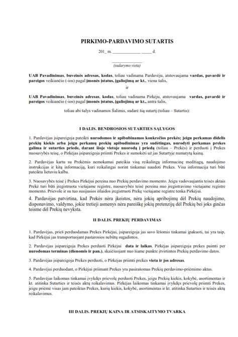 Pirkimo sutarties pavyzdys su pavojaus signalais