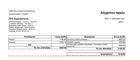 Finansų skaičiavimo schema, iliustruojanti vairuotojo atlyginimo komponentus: valandinė alga, dienpinigiai, viršvalandžiai