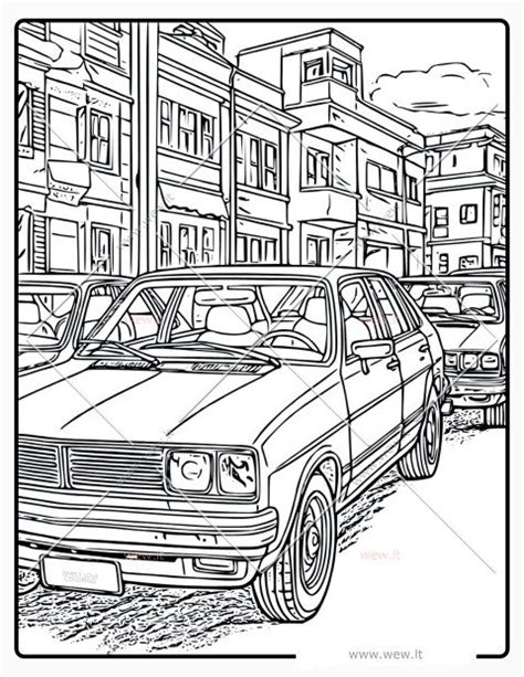 Įvairios transporto priemonės - automobiliai, sunkvežimiai, traktoriai - eskizai spalvinimui