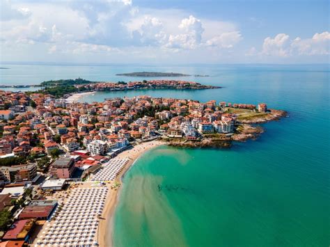 Bulgarijos Burgaso miesto panorama su pakrante ir jūra