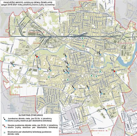 Panevėžio aplinkkelio schema arba žemėlapis, pabrėžiantis avaringas vietas