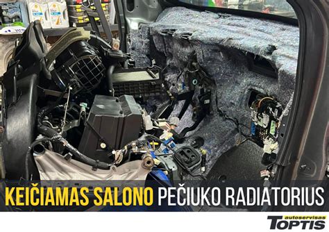 Užsikimšusio salono šildymo radiatoriaus pavyzdys