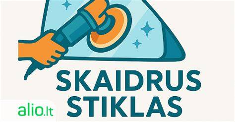 Stiklo restauravimo sprendimai infografika: stiklo įtrūkimų tipai, poliravimo etapai, stiklo keitimo procesas