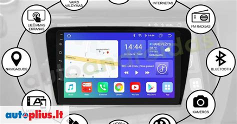 Automobilio multimedijos sistemos ekranas su valdikliais