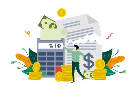 Graphic illustration of tax forms and calculations