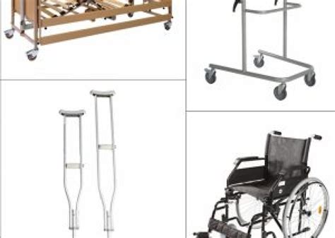 Tematinė nuotrauka: įvairios techninės pagalbos priemonės neįgaliesiems (pvz., neįgaliųjų vežimėlis, vaikštynė, ramentai)