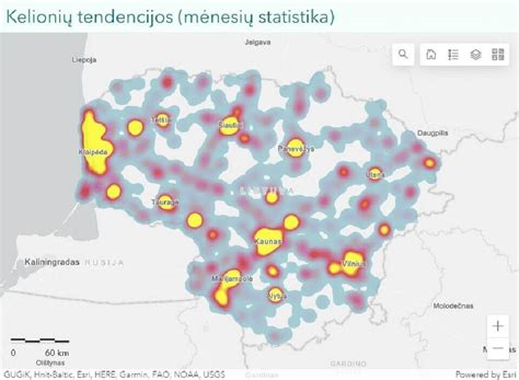 Interaktyvus žemėlapis su 3D turų piktogramomis Vilniaus renginių vietoms