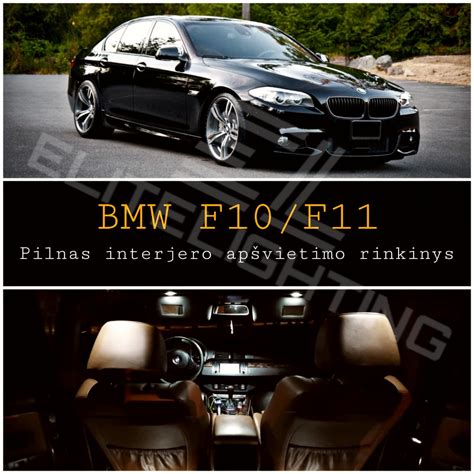 BMW F10 interjero apšvietimo schema su skirtingomis spalvomis