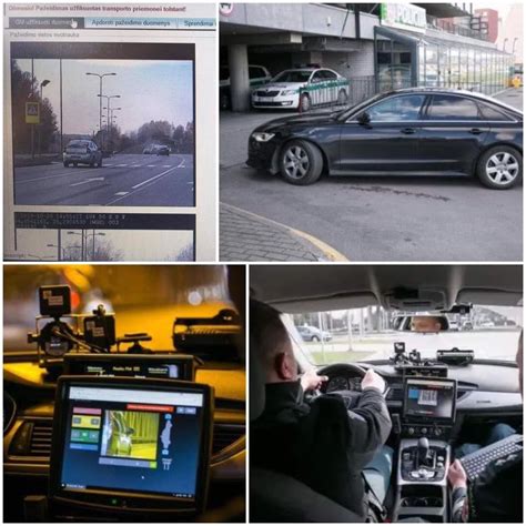 Greičio matavimo įranga kelyje su policijos automobiliu