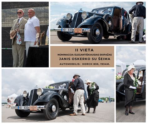 Senovinių automobilių kolona, važiuojanti miesto gatvėmis per šventę