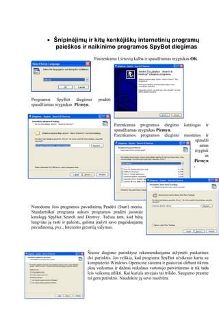 Programų diegimo iliustracija Windows 7