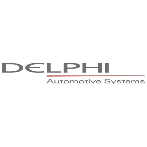 Delphi logo ir gamybos proceso iliustracija