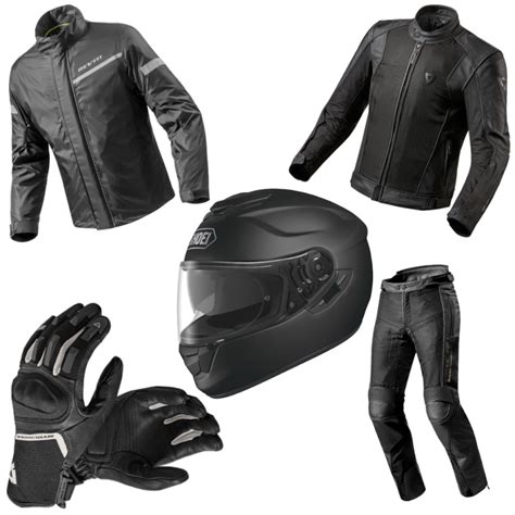 Scheme showing different types of motorcycle protective gear
