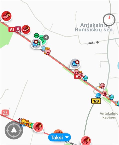 Žemėlapis, rodantis įvykio vietą kelyje A1 ties Lazdėnais
