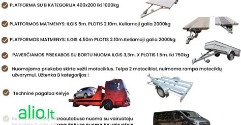 Infografika, iliustruojanti skirtingų tipų automobilių priekabų (bortinės, platformos, uždaros, valtinės) panaudojimo galimybes
