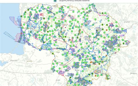 Schema: Lietuvos saugomų teritorijų žemėlapis su pavyzdžiais