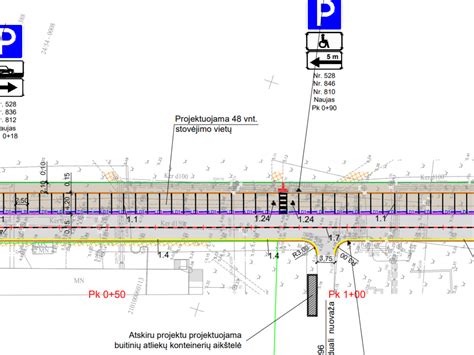 Schema su automobilių stovėjimo aikštelių lokacijomis Molėtuose