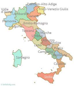 Italijos greitkelių žemėlapis su apmokestintais ruožais