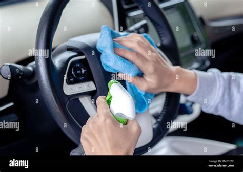 Infographic showing car interior chemical cleaning process