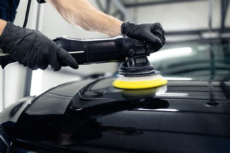 Photo of car polishing process