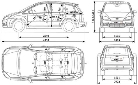 Ford C-Max matmenų schema