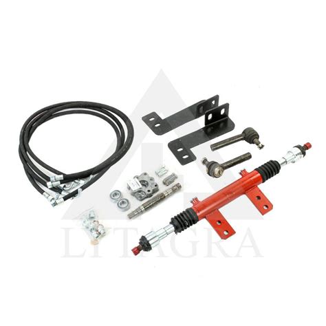 scheminė hidraulinio vairo sistemos iliustracija su pagrindiniais komponentais