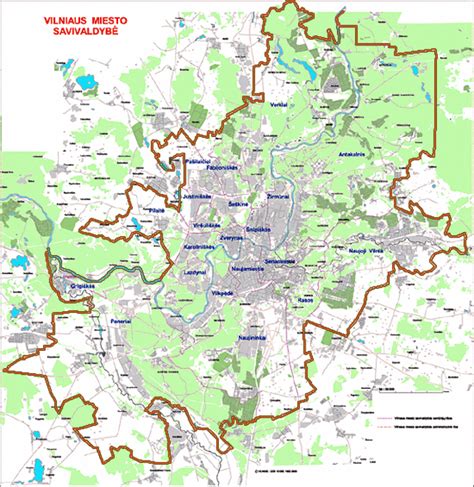 Žemėlapis: Vilniaus miesto žemėlapis su pažymėtais vairavimo mokyklos filialais.