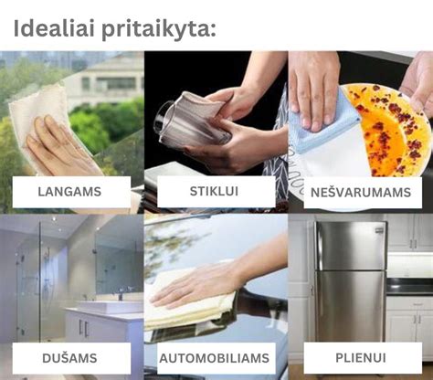 mikropluošto šluostės skirtingų tipų vizualizacija