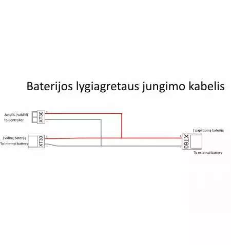 Akumuliatorių lygiagretaus jungimo schema (nerekomenduojama)
