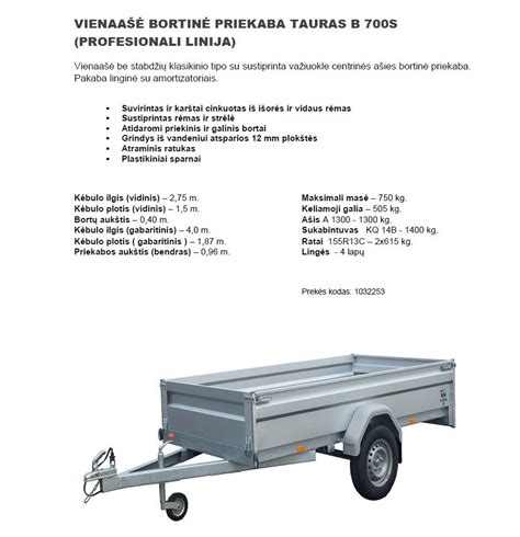 Schema, lyginanti „Tauro” priekabos rėmo ir bortų storį su konkurentų