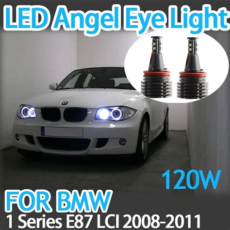 Skirtingų tipų BMW Angel Eyes (gabaritinių) lempučių pavyzdys: halogeninė ir LED markeris