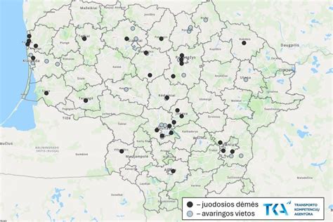 Lietuvos kelių schema su juodųjų dėmių vietomis