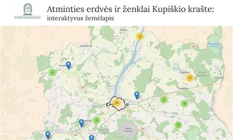 Kupiškio rajono kelio žemėlapis su žymiomis vietovėmis